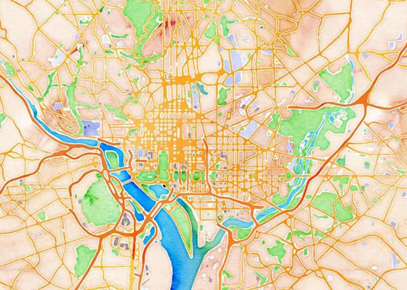 DC Watercolor Map. 