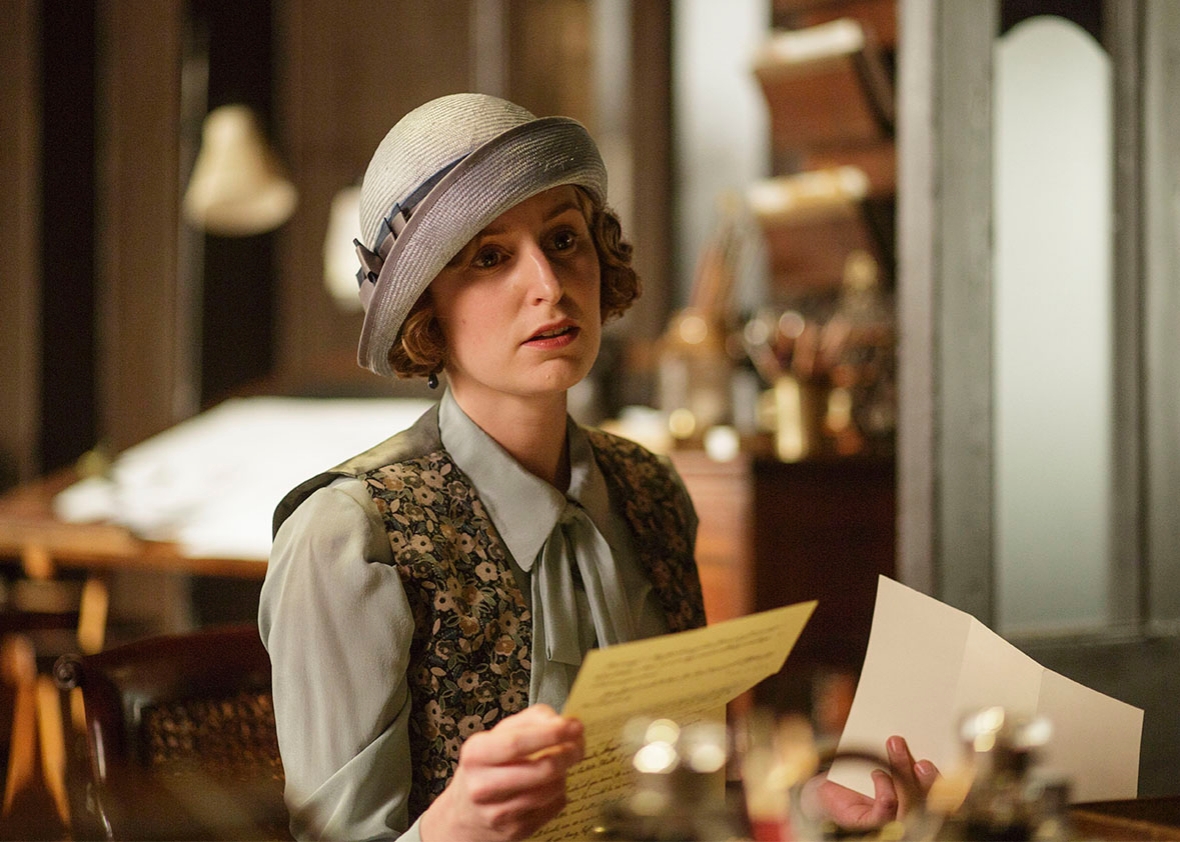 Laura Carmichael as Lady Edith. 