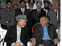 The king and Karzai (left), chatting it up for the photographers