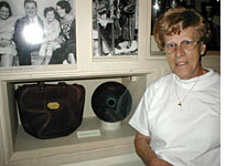 My mother with Babe Ruth's bowling ball