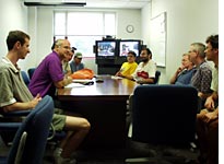 Group meeting, with Fermilab contingent on television