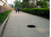 Open manhole