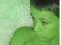 Oscar painted as the Hulk