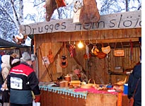 One of the colorful market stalls