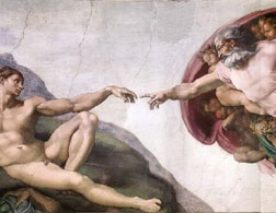 The ceiling of the Sistine Chapel. 