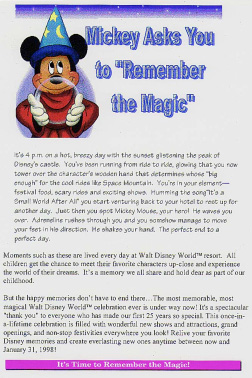 The fake Mickey Mouse ad used by Loftus, 2002. Click image to expand.