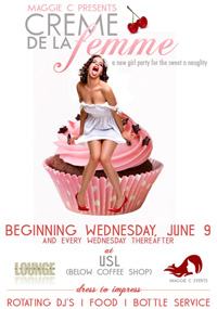 Creme de la femme party promotion poster. 