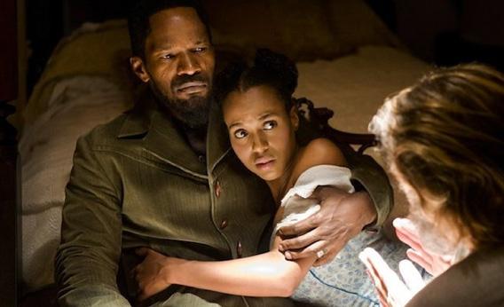 Jamie Foxx and Kerry Washington in Django Unchained.