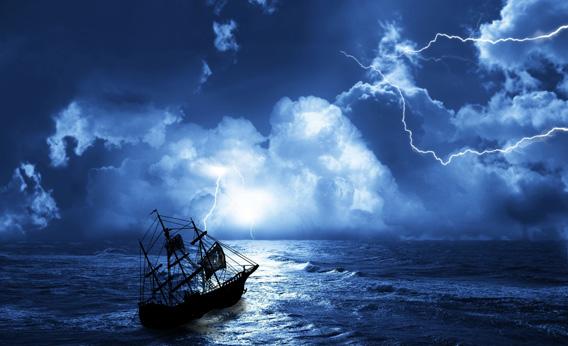 Boat in storm.