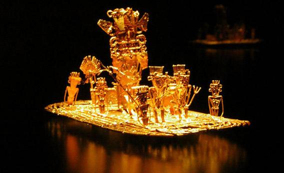 Muisca raft, representation of the initiation of the new Zipa in the lake of Guatavita, possible source of the legend of El Dorado. 
