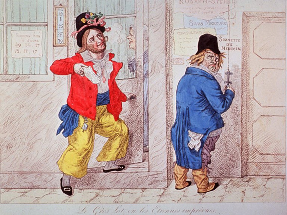 Clap: Two men suffering from venereal disease in 1850s