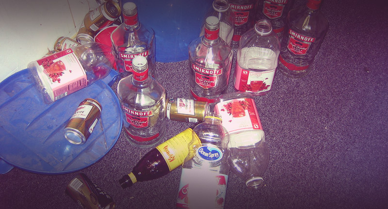 Liquor bottles, empty