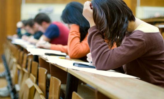 Students taking a standardized test.