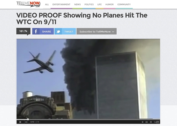 Screenshot of TellMeNow.com 9/11 video.