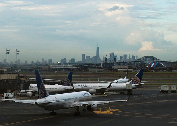 United Airlines' planes are seen at the Newark Liberty International Airport in New Jersey.