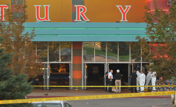 The Century 16 movie theatre is seen where a gunmen attacked movie goers during an early morning screening of the new Batman movie, 'The Dark Knight Rises' July 20, 2012 in Aurora, Colorado.