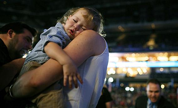 A baby sleeps.