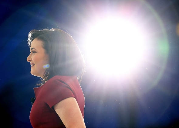 Facebook COO Sheryl Sandberg looks on before speaking at the 2013 Dreamforce conference on November 20, 2013 in San Francisco, California.