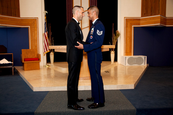 Tech Sgt. Erwynn Umali and Will Behren on their wedding day.