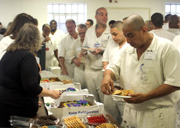 Prisoners at Jester I, served by volunteers, during graduation r