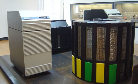 A Cray-2 supercomputer at the Mus&eacute;e des Arts et M&eacute;tiers in Paris, France.