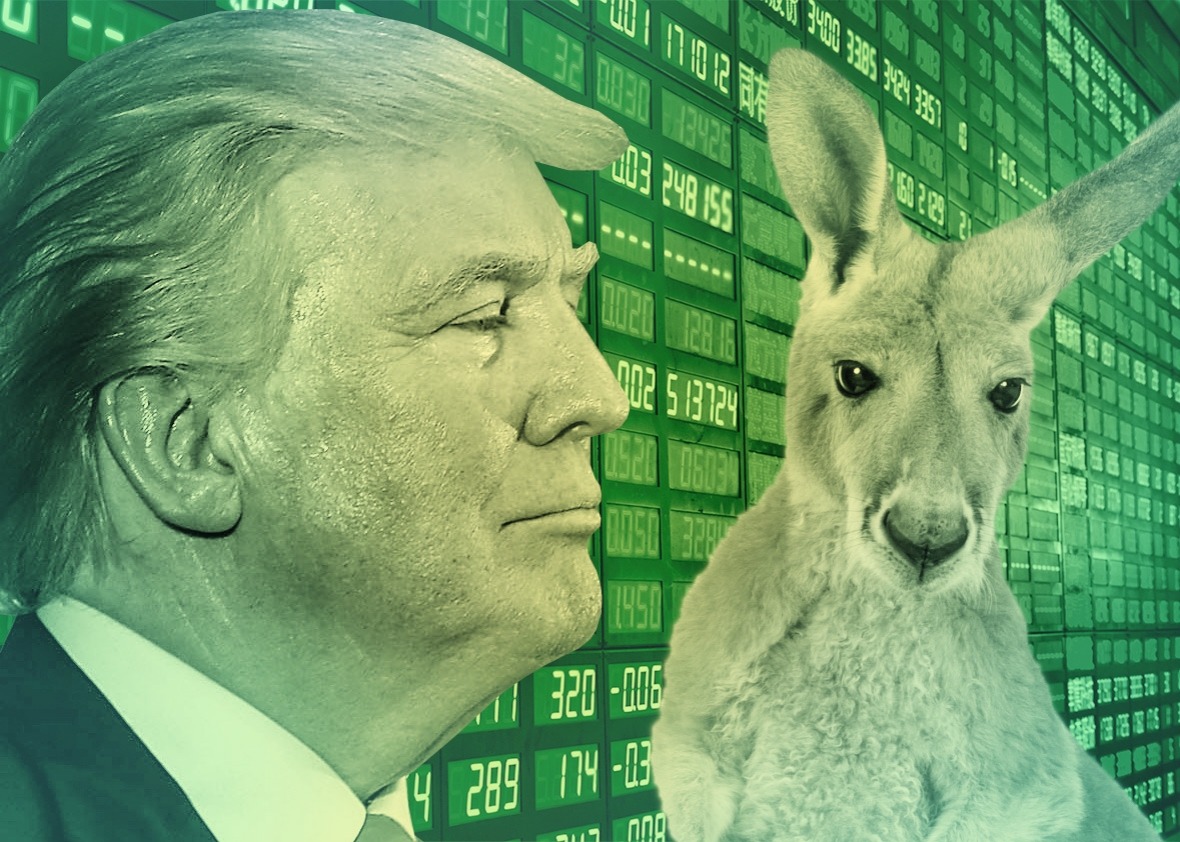 Stock market quotes, Donald Trump, and a kangaroo.