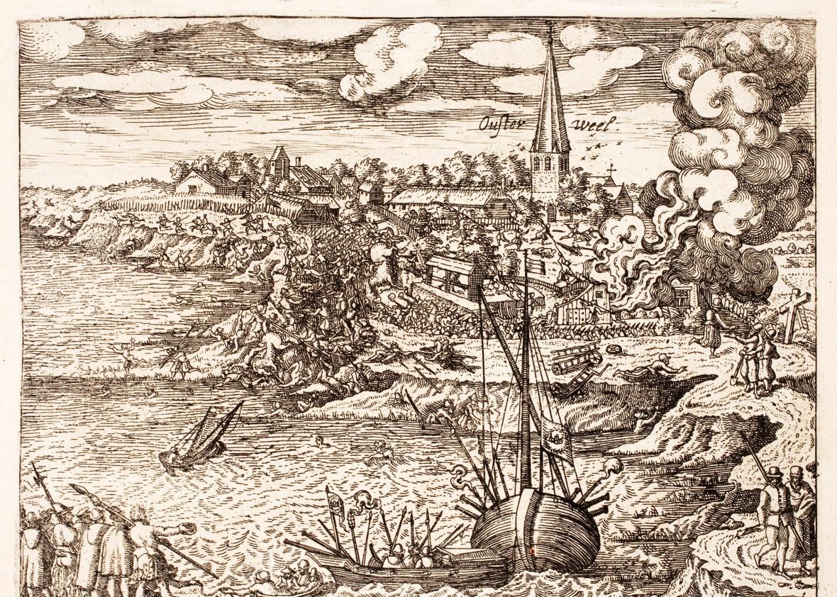 Illustration of the Battle of Oosterweel, at the start of the Eighty Years' War on March 13, 1567.