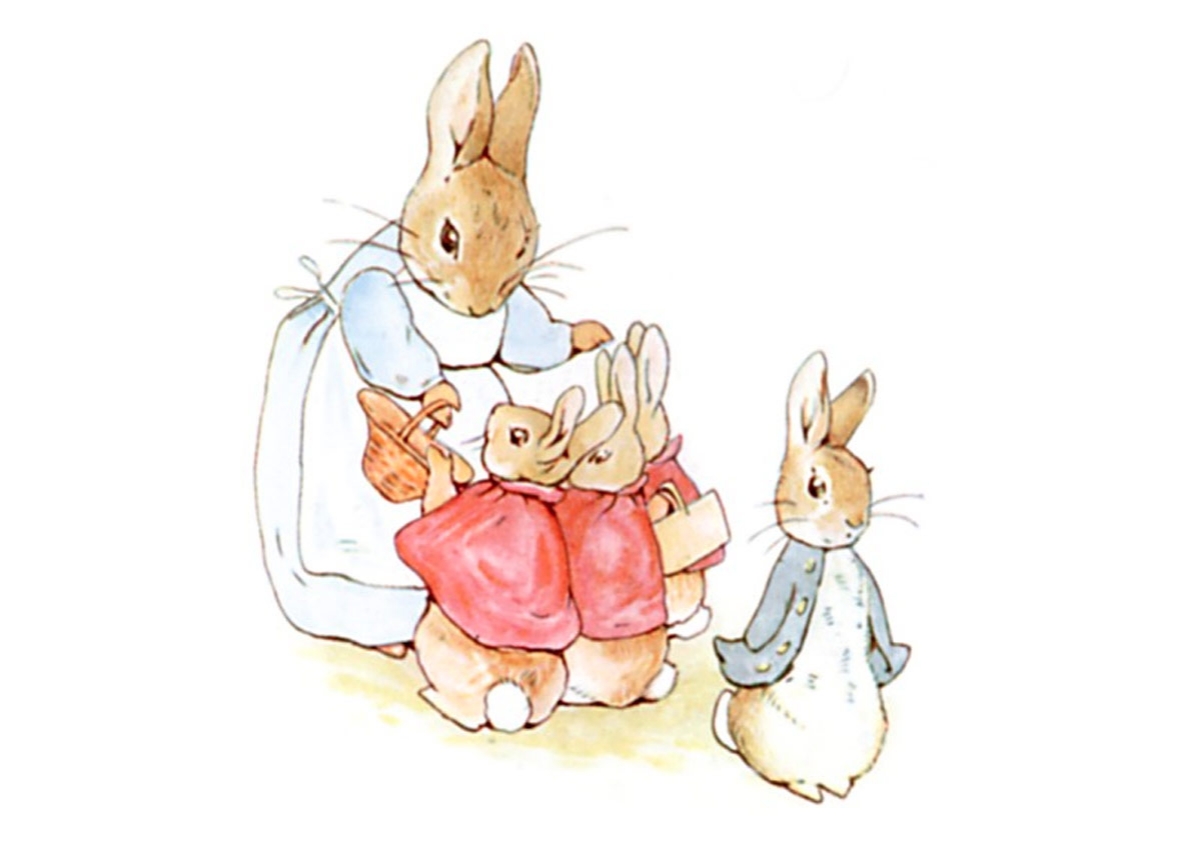 Peter Rabbit with his family, from The Tale of Peter Rabbit by Beatrix Potter, 1902