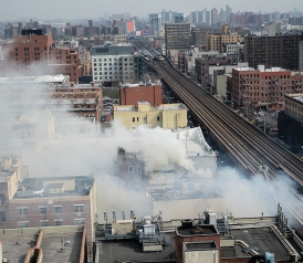 View from the above the scene of the explosion and collapse.