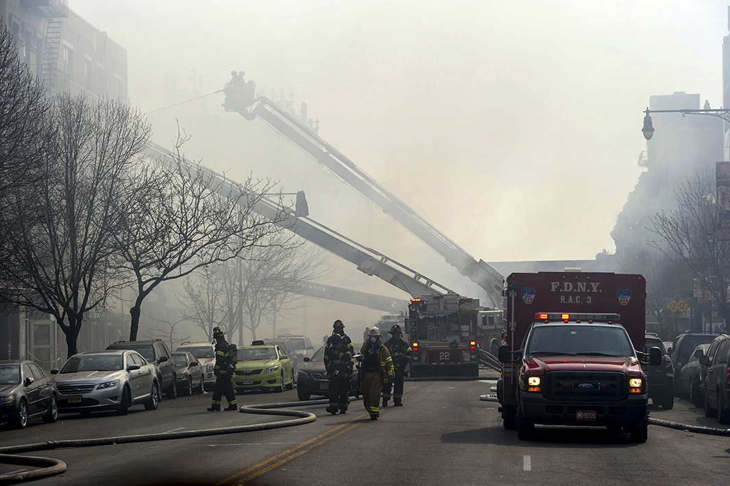 The area around the explosion was engulfed in a thick smoke, and a stretch of Park Avenue, as well as the east side of 115th to 117th streets, was closed.