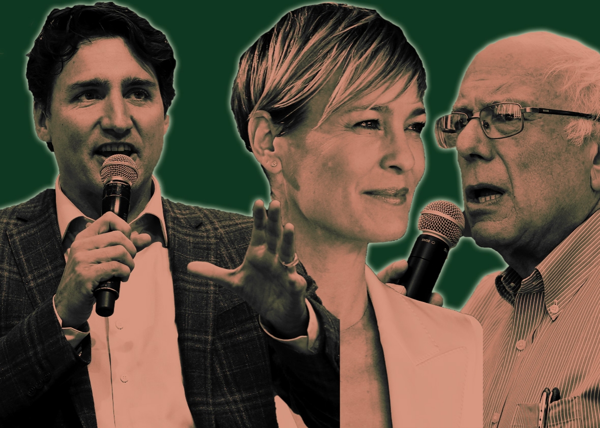 Justin Trudeau, Bernie Sanders, and Robin Wright. 