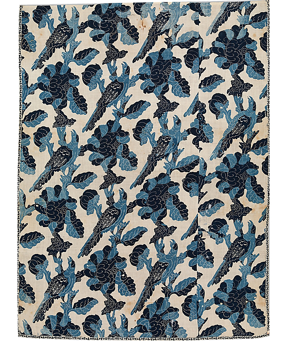 Blue-Resist Panel, mid-18th century; Probably Indian, for the American market.  