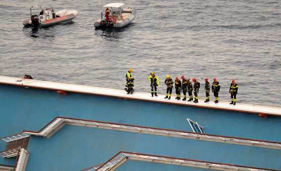 Cruise ship Costa Concordia lies stricken off the shore of the island of Giglio