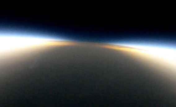 The shadow of the Moon on the Earth during a total solar eclipse