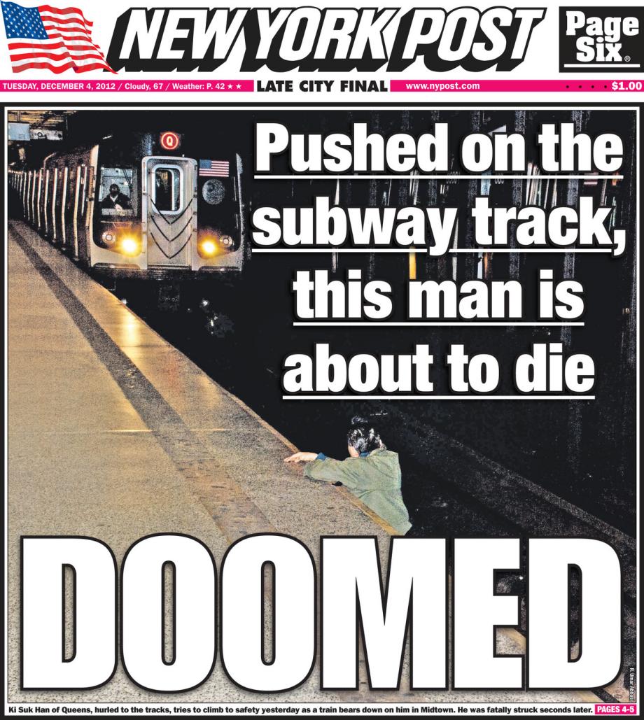 What Disturbs Us Most About the NY Post Subway Death Cover