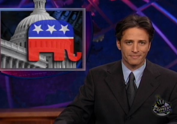 Jon Stewart in his first episode as host of The Daily Show.