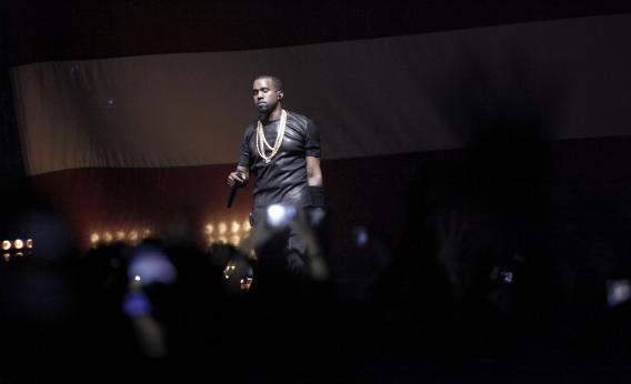 Kanye West performs in Paris in 2012