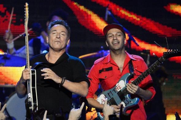 Bruce Springsteen plays with Rage Against the Machine guitarist Tom Morello