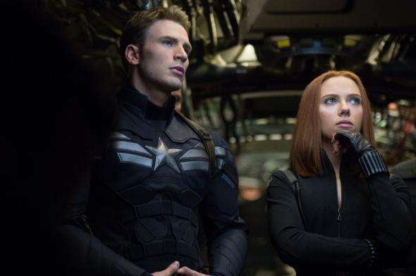 Chris Evans and Scarlett Johansson in Captain America: The Winter Soldier