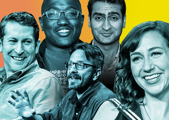 Scott Aukerman, Hannibal Buress, Marc Maron, Kumail Nanjiani, and Kristen Schaal