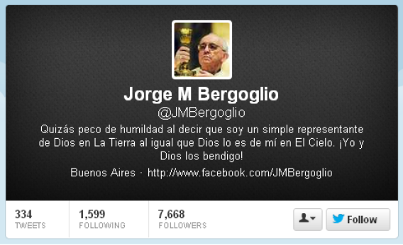 Fake @jmbergoglio Twitter account.