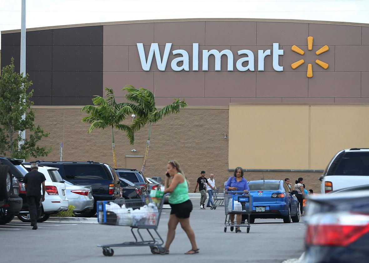 484406102-walmart-store-is-seen-on-august-18-2015-in-miami A Walmart store in Miami on Aug. 18, 2015. Walmart is interested in using drones to help customers get to their cars, among other things.