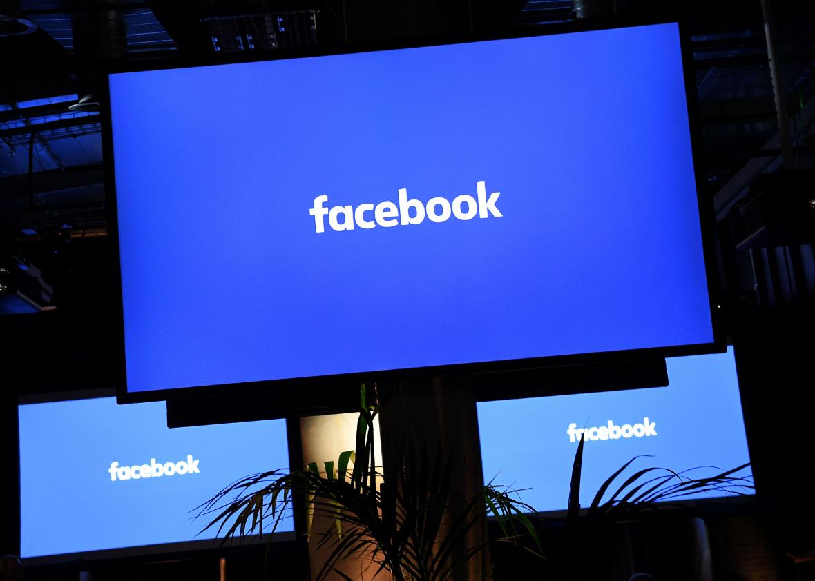 613799052-facebook-logo-is-pictured-on-a-screen-ahead-of-a-press 613799052-facebook-logo-is-pictured-on-a-screen-ahead-of-a-press