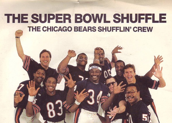 Cover art for The Super Bowl Shuffle by the Chicago Bears Shufflin' Crew, 1985.