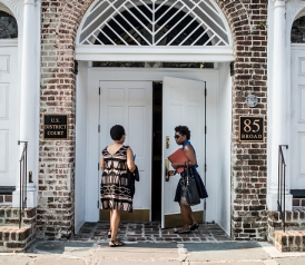 The federal courthouse in Charleston, South Carolina, in a photo taken July 31, 2015, before Roof appeared for an arraignment hearing.