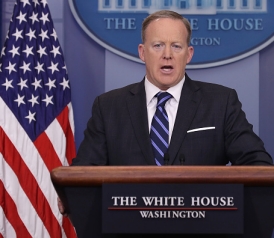 Sean Spicer at the White House on April 10.