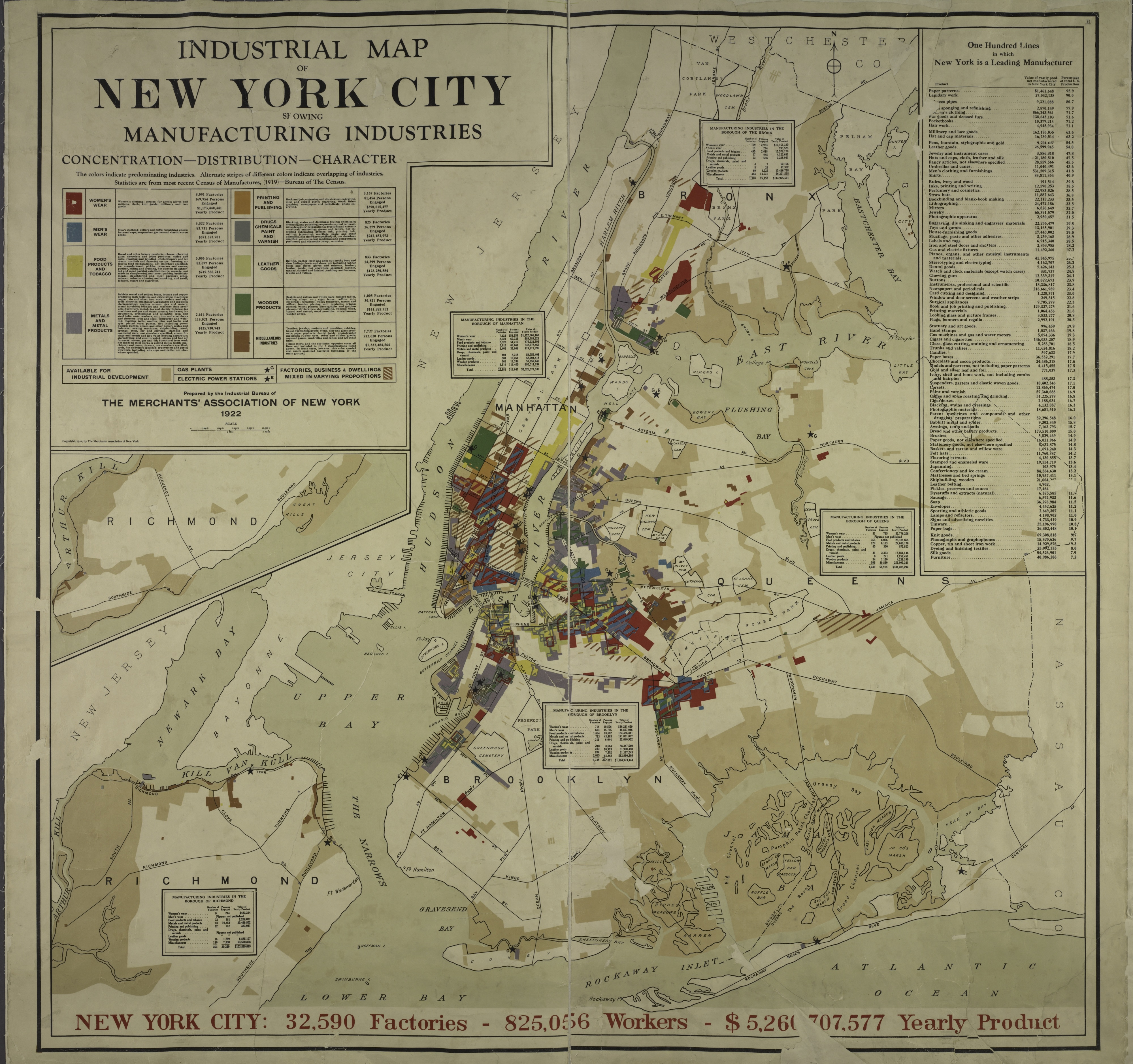 New York City Manufacturing Map Of Past Industry