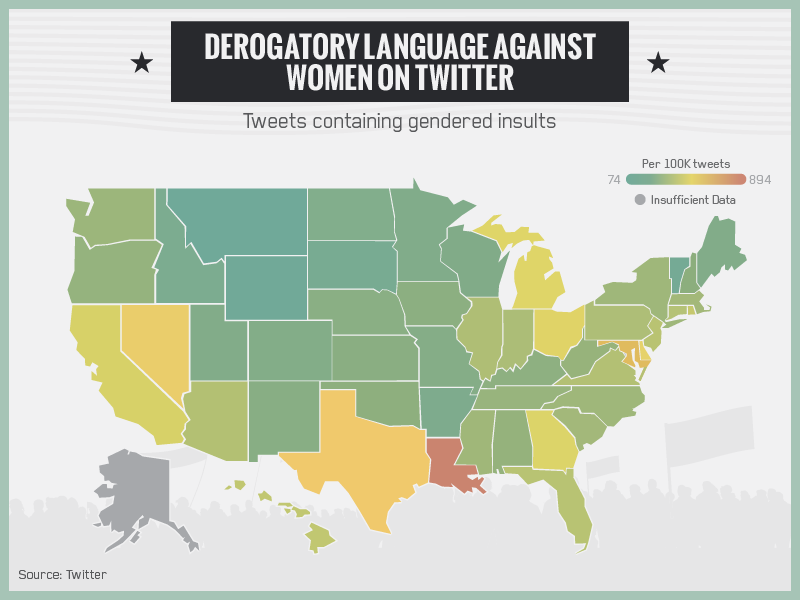 The states with the highest concentrations of racist, misogynist, and