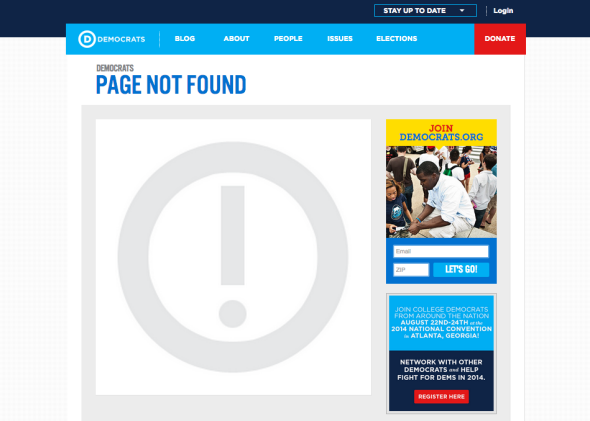 Democrats.org 404 Page not found