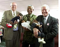 Bill Gates Sr., Nelson Mandela, and Jimmy Carter at Soweto's Zola clinic